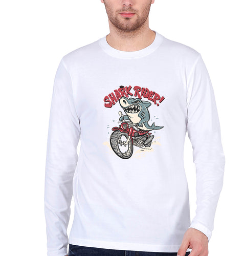 Shark Rider Full Sleeves T-Shirt for Men-White-Ektarfa.online
