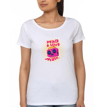 Load image into Gallery viewer, Psychedelic Music Peace Love T-Shirt for Women-XS(32 Inches)-White-Ektarfa.online
