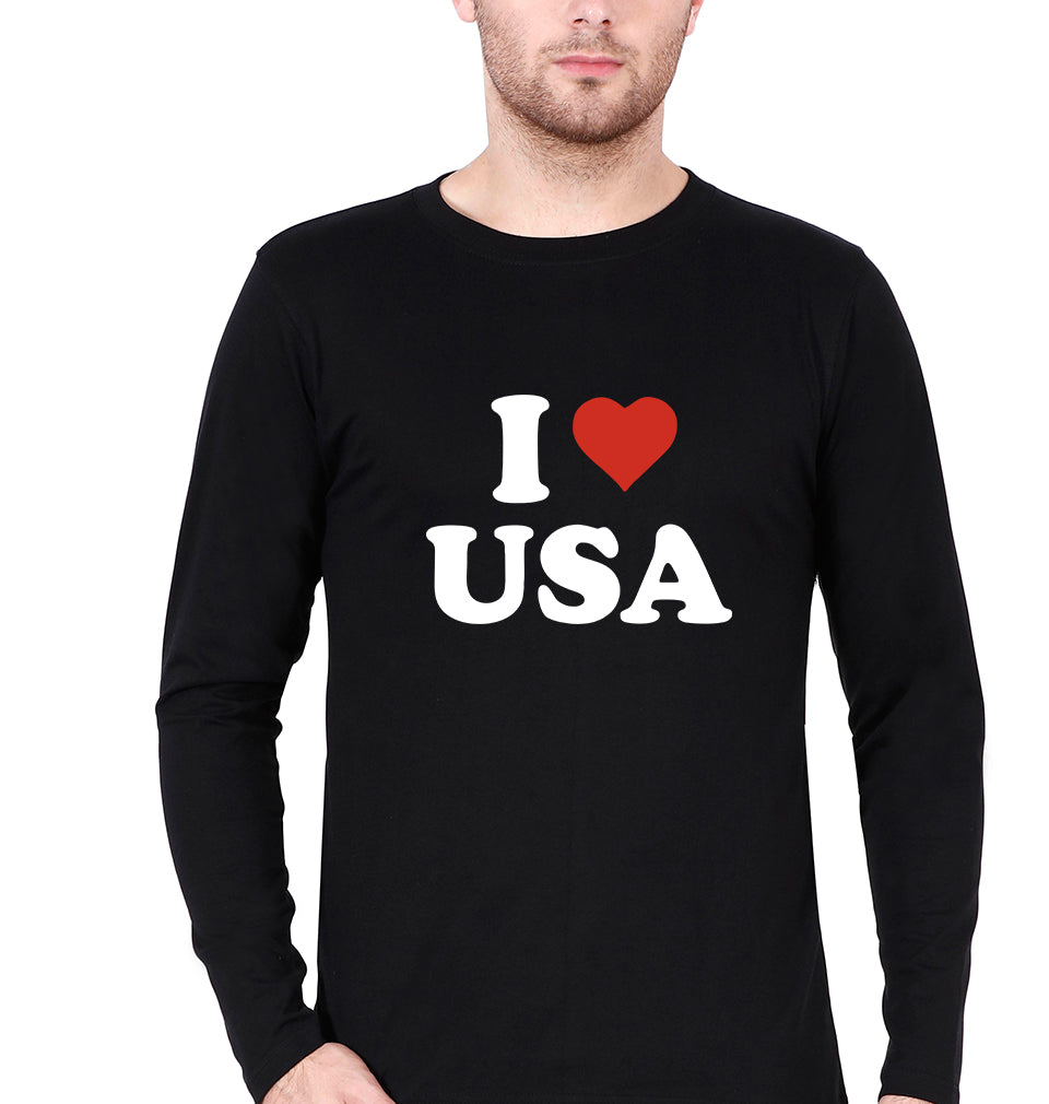 I Love USA T Full Sleeves T-Shirt for Men-Black-Ektarfa.online