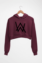 Load image into Gallery viewer, Alan Walker Front &amp; Back Print Crop HOODIE FOR WOMEN-Maroon-Ektarfa.online
