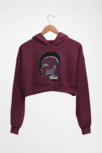 Cyberpunk Crop HOODIE FOR WOMEN-Maroon-Ektarfa.online