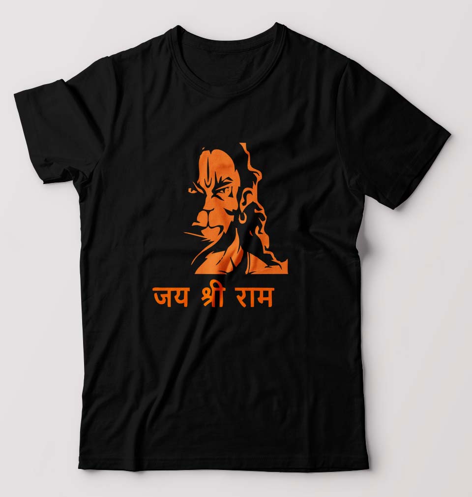 Jai Shree Ram T-Shirt for Men-S(38 Inches)-Black-Ektarfa.online