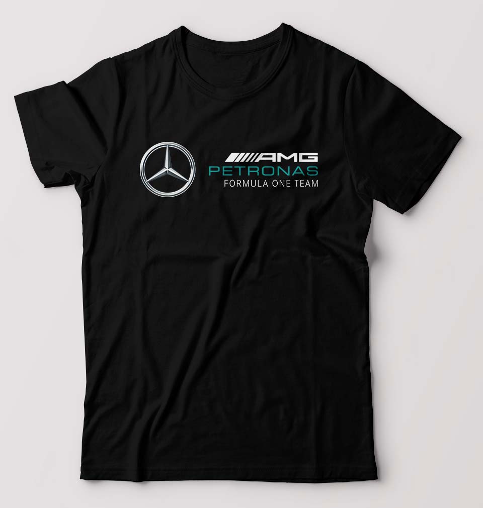 Mercedes AMG Petronas F1 T-Shirt for Men-S(38 Inches)-Black-Ektarfa.online