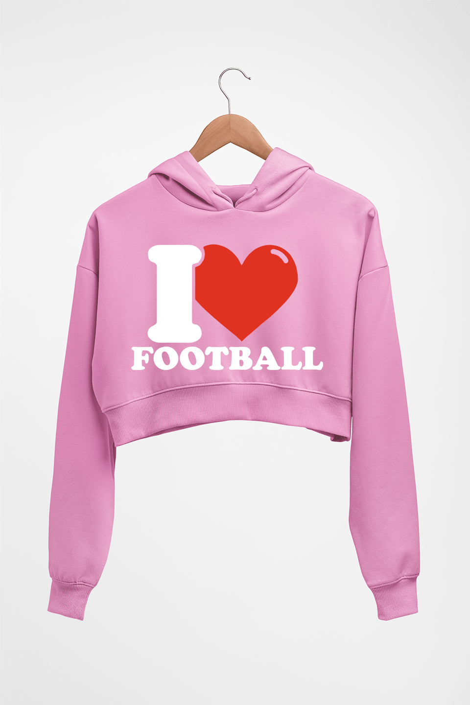 I Love Football Crop HOODIE FOR WOMEN-Light Baby Pink-Ektarfa.online