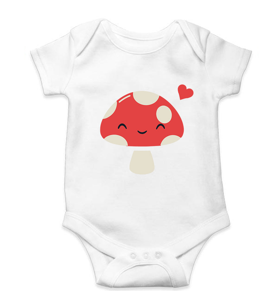 Mushroom Kids Romper For Baby Boy/Girl-0-5 Months(18 Inches)-White-Ektarfa.online