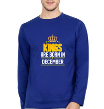 Load image into Gallery viewer, Kings Are Born In December Full Sleeves T-Shirt for Men-Royal Blue-Ektarfa.online

