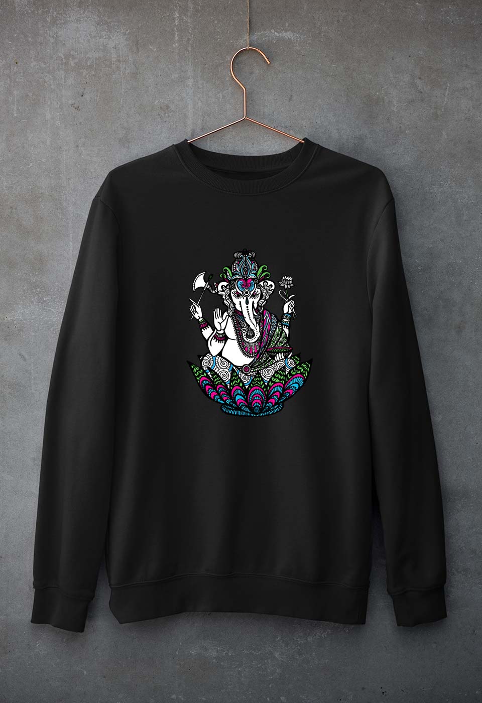 Psychedelic Ganesha Unisex Sweatshirt for Men/Women-Black-Ektarfa.online