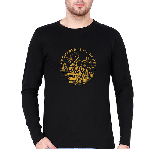 Harry Potter Hogwarts Full Sleeves T-Shirt for Men-S(38 Inches)-Black-Ektarfa.online