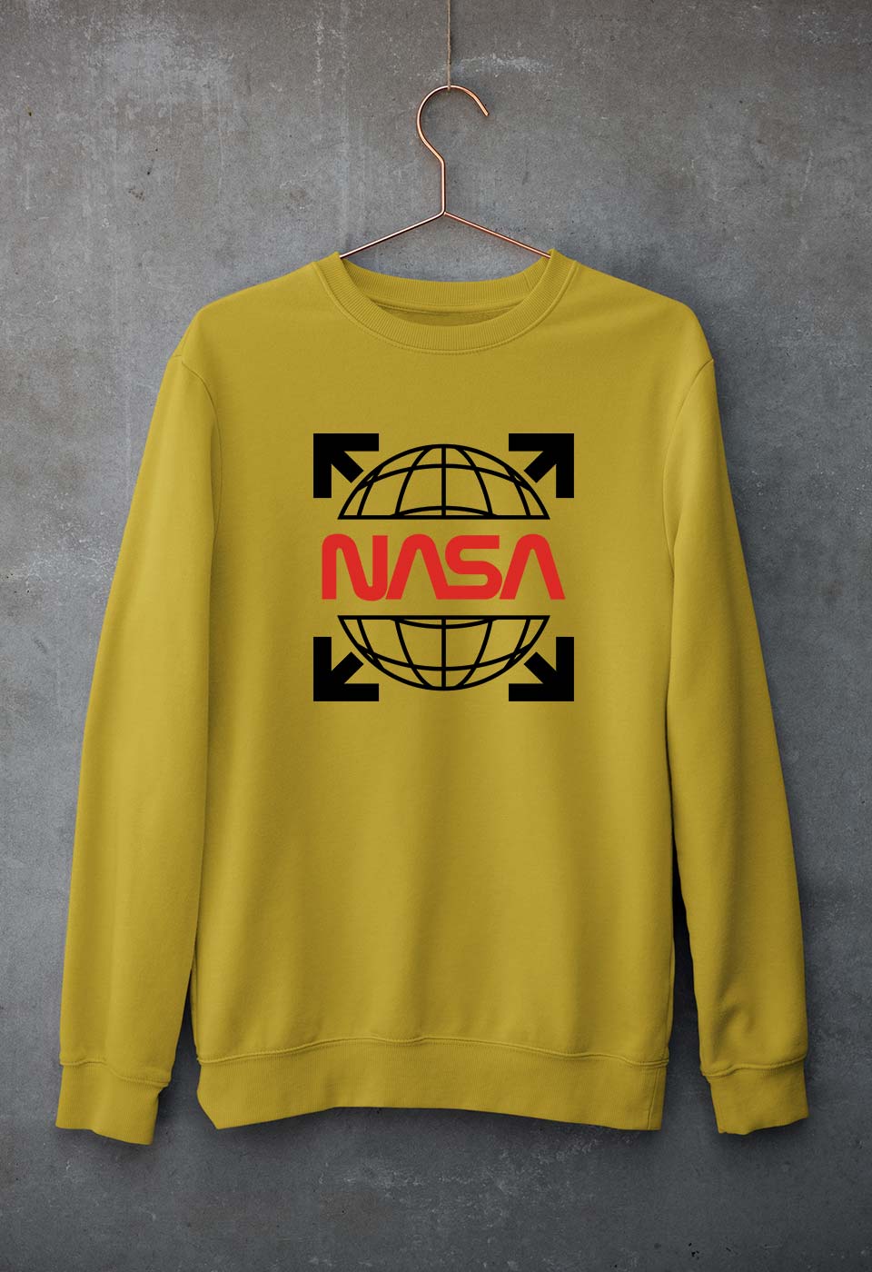 Nasa White Off Unisex Sweatshirt for Men/Women-Mustard Yellow-Ektarfa.online