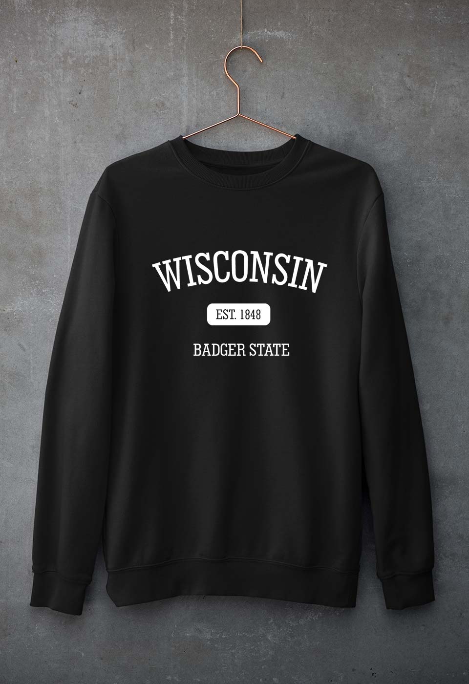 Varsity Wisconsin Unisex Sweatshirt for Men/Women-Black-Ektarfa.online