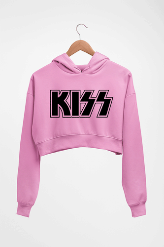 Kiss Rock Band Crop HOODIE FOR WOMEN-Light Baby Pink-Ektarfa.online