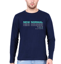 Load image into Gallery viewer, Corona New Normal Full Sleeves T-Shirt for Men-S(38 Inches)-Navy Blue-Ektarfa.online

