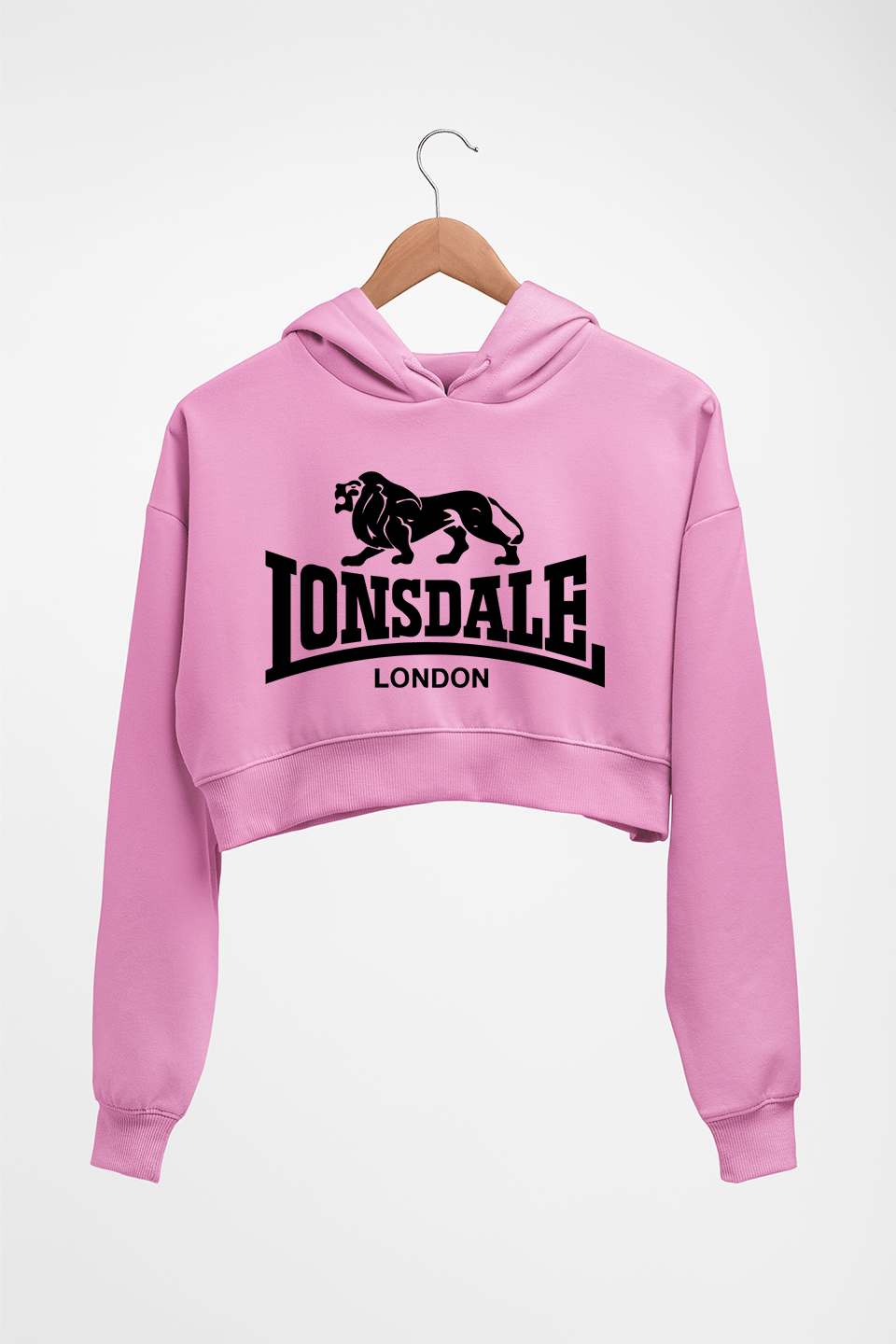 Lonsdale Crop HOODIE FOR WOMEN-Light Baby Pink-Ektarfa.online
