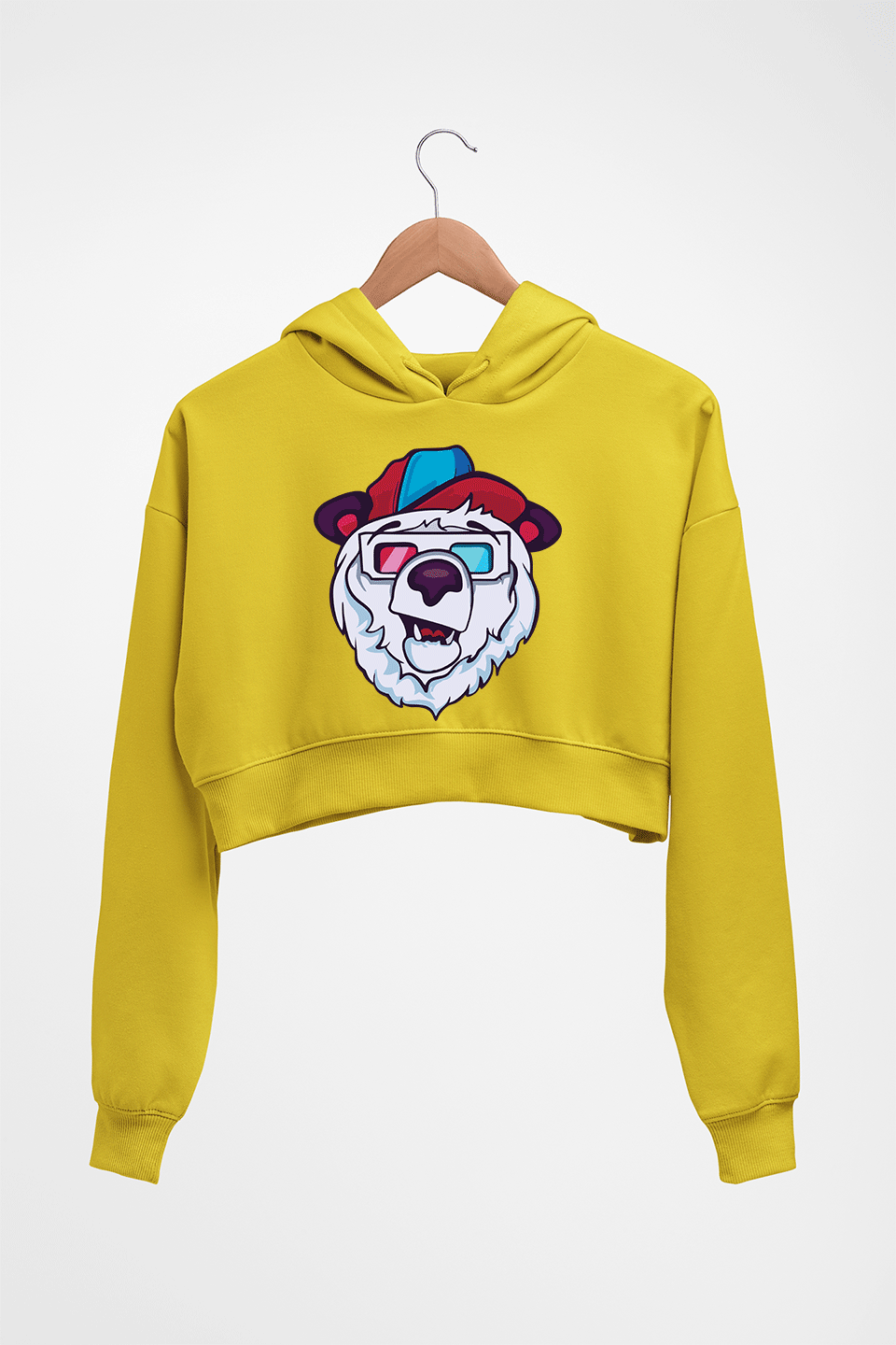 Bear Crop HOODIE FOR WOMEN-Mustard Yellow-Ektarfa.online