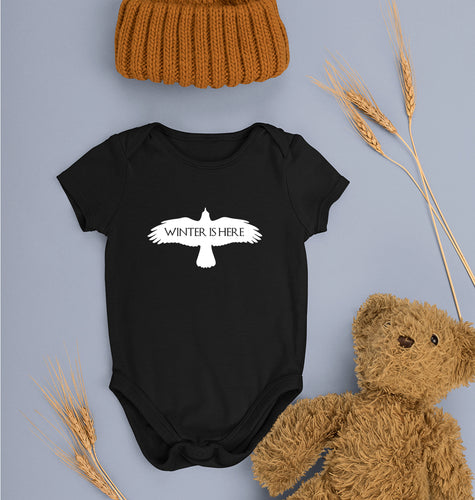 GOT Game Of Thrones Winter Is Here Kids Romper For Baby Boy/Girl-0-5 Months(18 Inches)-Black-Ektarfa.online