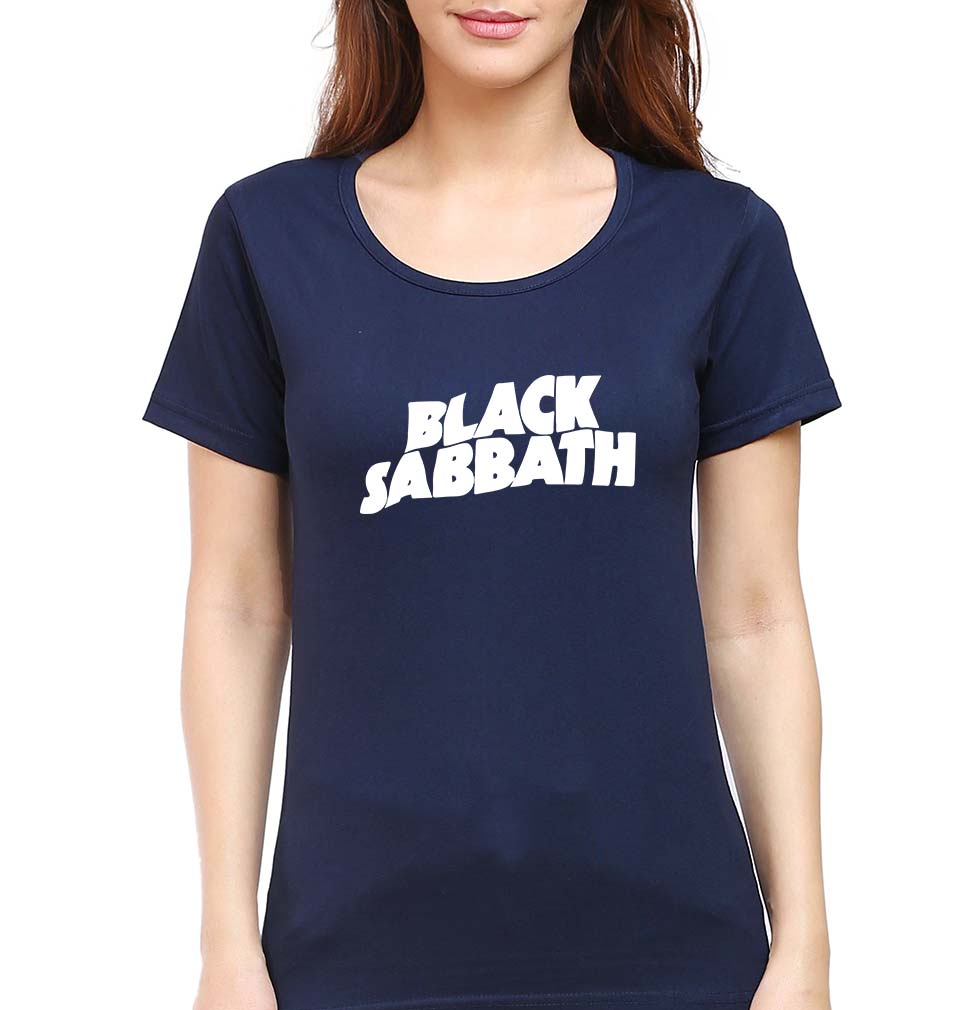 Black Sabbath T-Shirt for Women-XS(32 Inches)-Navy Blue-Ektarfa.online