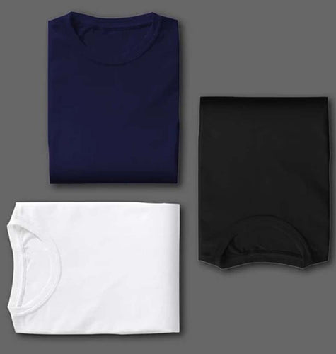 NAVY BLACK WHITE COMBO HALF SLEEVE T-SHIRTS [PACK OF 3]-ektarfa.com