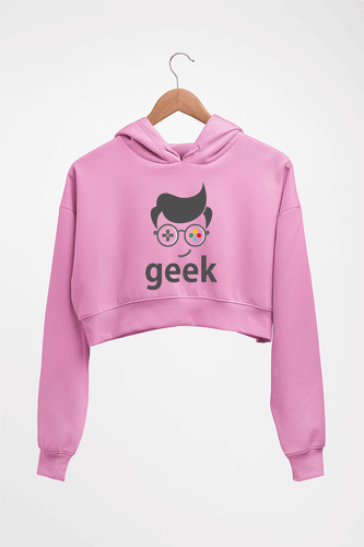 Geek Crop HOODIE FOR WOMEN-Light Baby Pink-Ektarfa.online