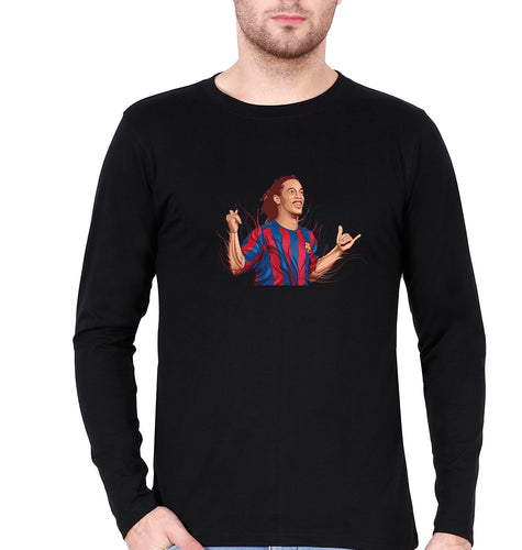 Ronaldinho Full Sleeves T-Shirt for Men-S(38 Inches)-Black-Ektarfa.online