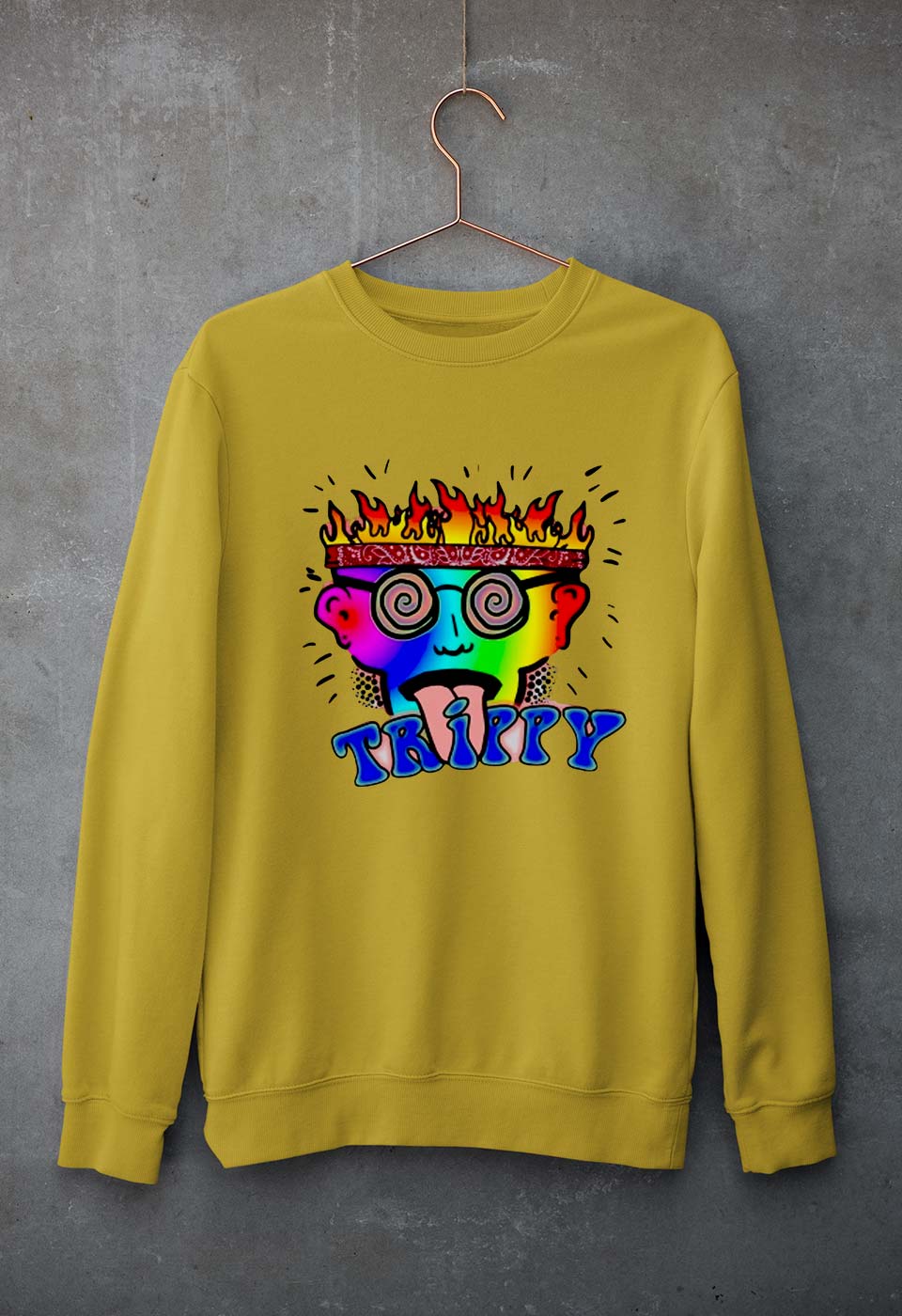 Trippy Unisex Sweatshirt for Men/Women-Mustard Yellow-Ektarfa.online