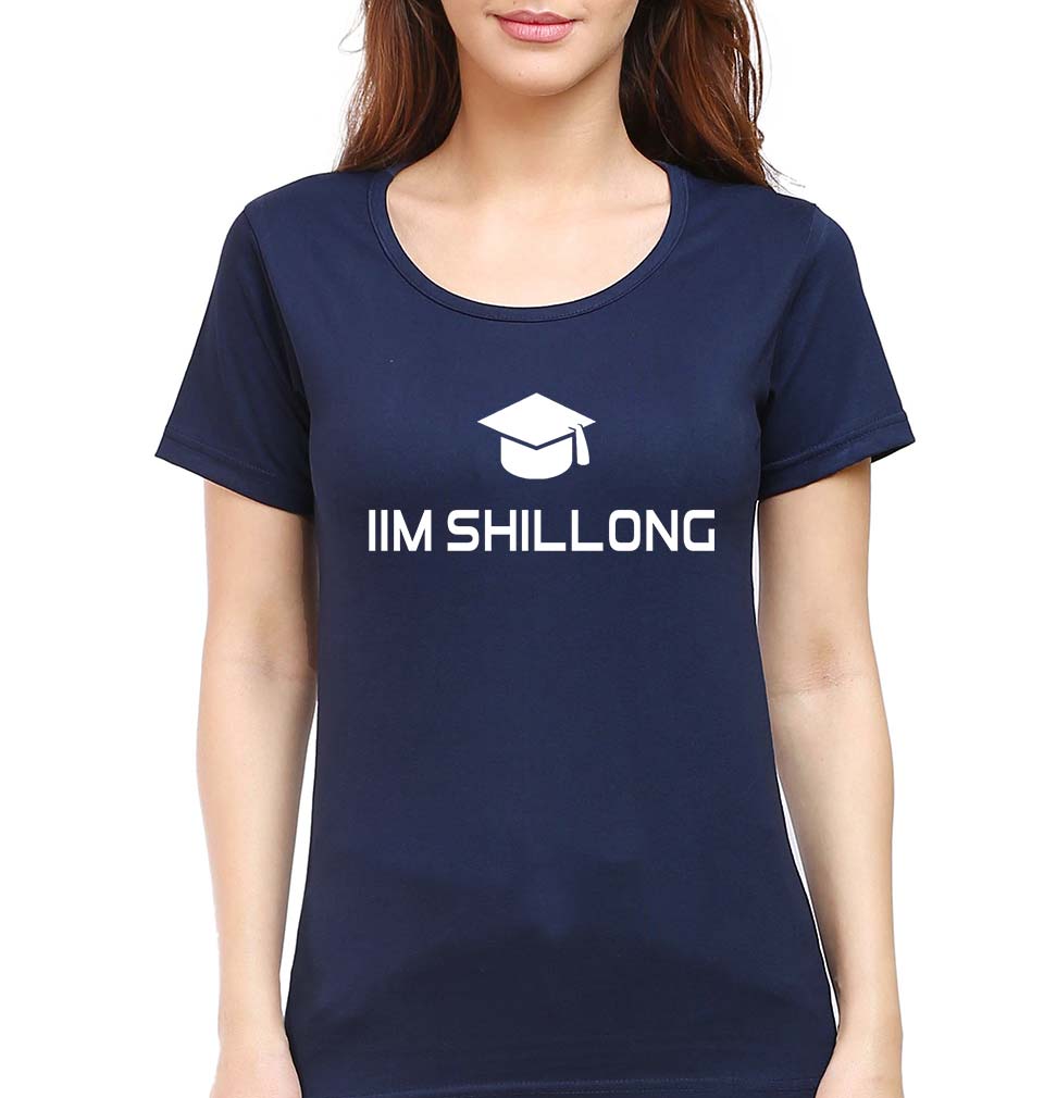 IIM Shillong T-Shirt for Women-XS(32 Inches)-Navy Blue-Ektarfa.online