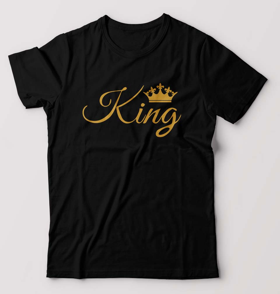 King T-Shirt for Men-S(38 Inches)-Black-Ektarfa.online