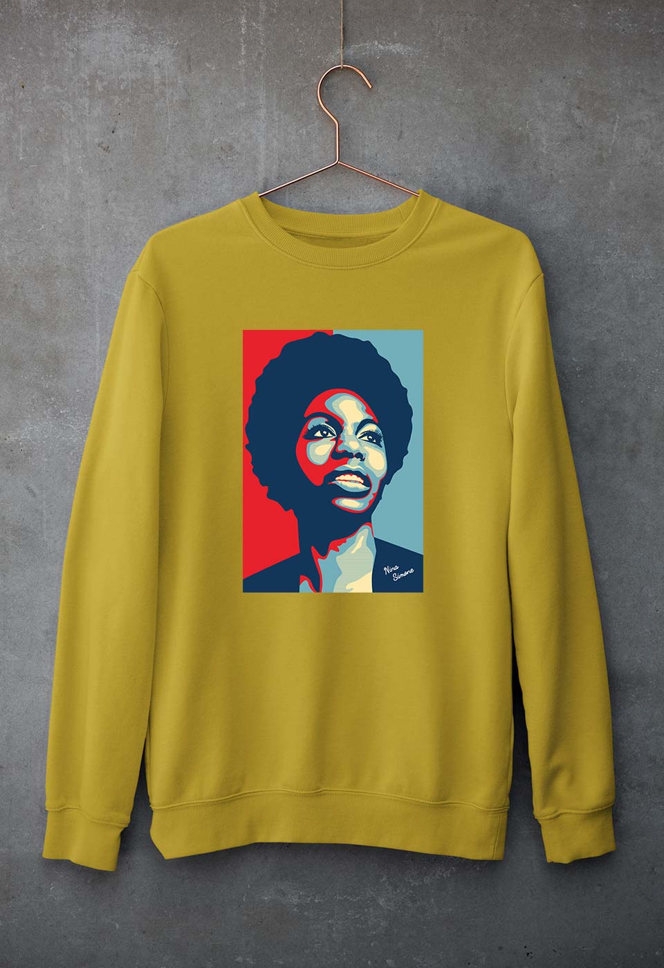 Nina Simone Unisex Sweatshirt for Men/Women-Mustard Yellow-Ektarfa.online