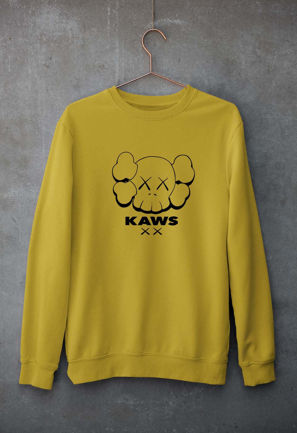 Kaws Unisex Sweatshirt for Men/Women-Mustard Yellow-Ektarfa.online