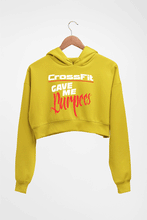 Load image into Gallery viewer, CrossFit Gym Burpees Crop HOODIE FOR WOMEN-Mustard Yellow-Ektarfa.online
