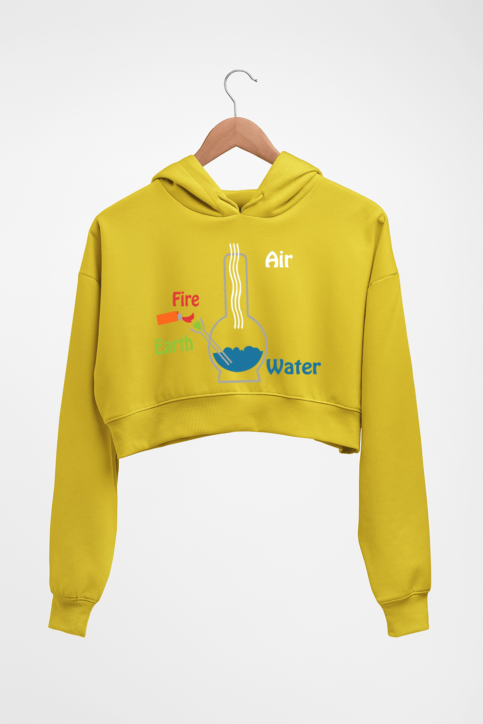 Element Bong Crop HOODIE FOR WOMEN-Mustard Yellow-Ektarfa.online