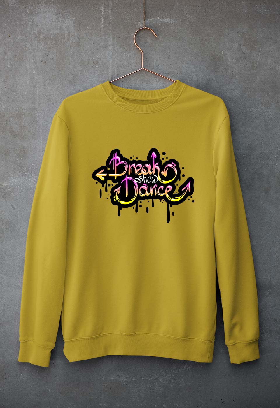 Graffiti Unisex Sweatshirt for Men/Women-S(40 Inches)-Mustard Yellow-Ektarfa.online