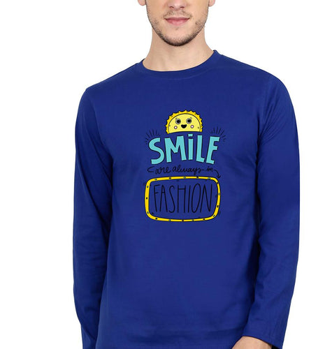 Smile are Always in Fashion Full Sleeves T-Shirt for Men-Royal Blue-Ektarfa.online