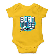 Load image into Gallery viewer, Born To be Awesome Kids Romper For Baby Boy/Girl-0-5 Months(18 Inches)-Yellow-Ektarfa.online
