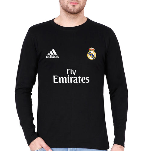 Real Madrid Full Sleeves T-Shirt for Men-S(38 Inches)-Black-Ektarfa.online