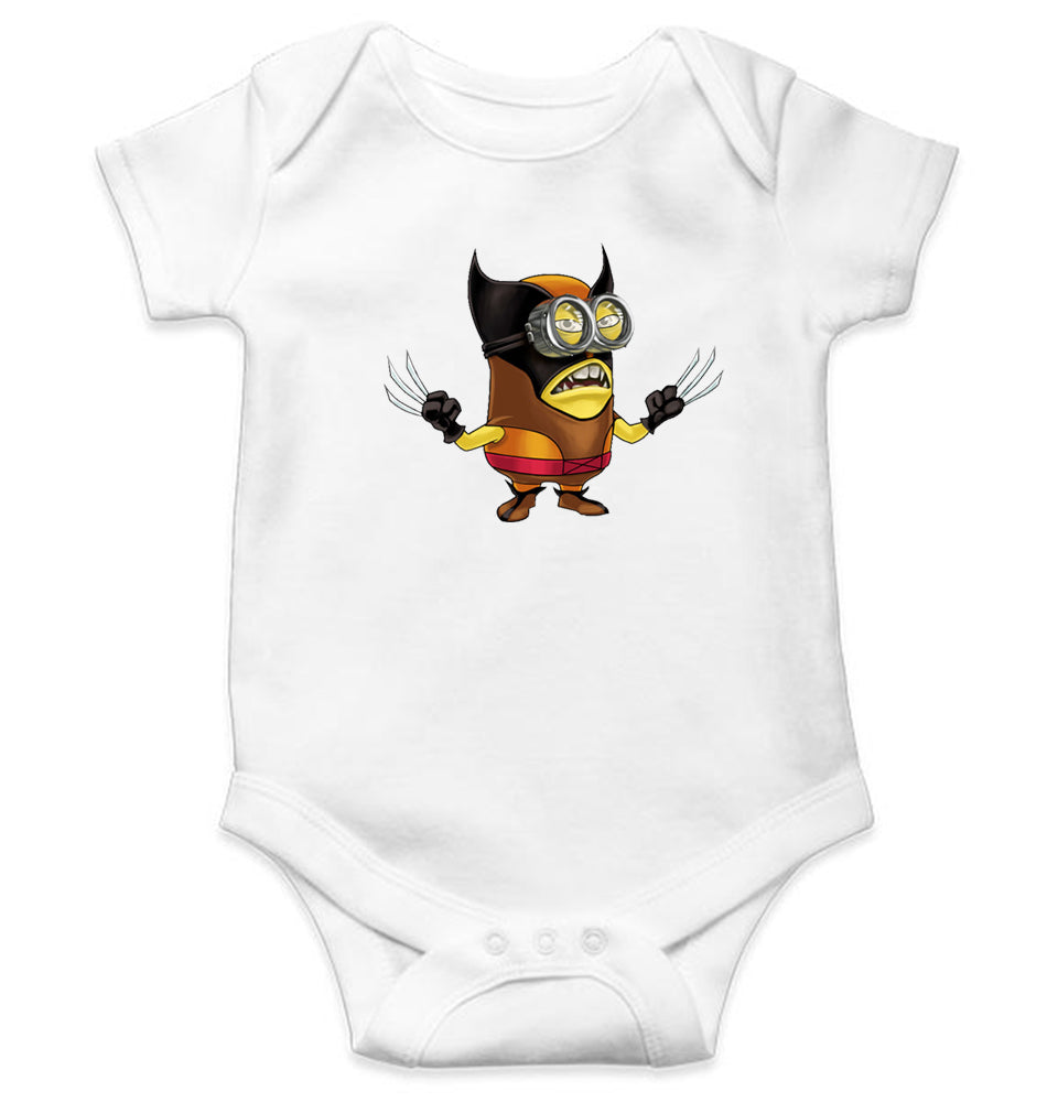 Minion Wolverine Kids Romper For Baby Boy/Girl-0-5 Months(18 Inches)-White-Ektarfa.online