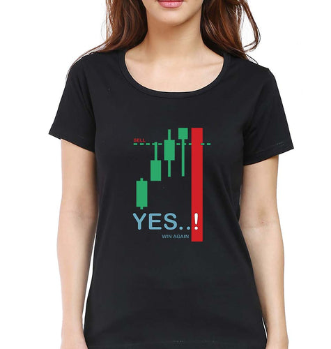 Share Market(Stock Market) T-Shirt for Women-XS(32 Inches)-Black-Ektarfa.online