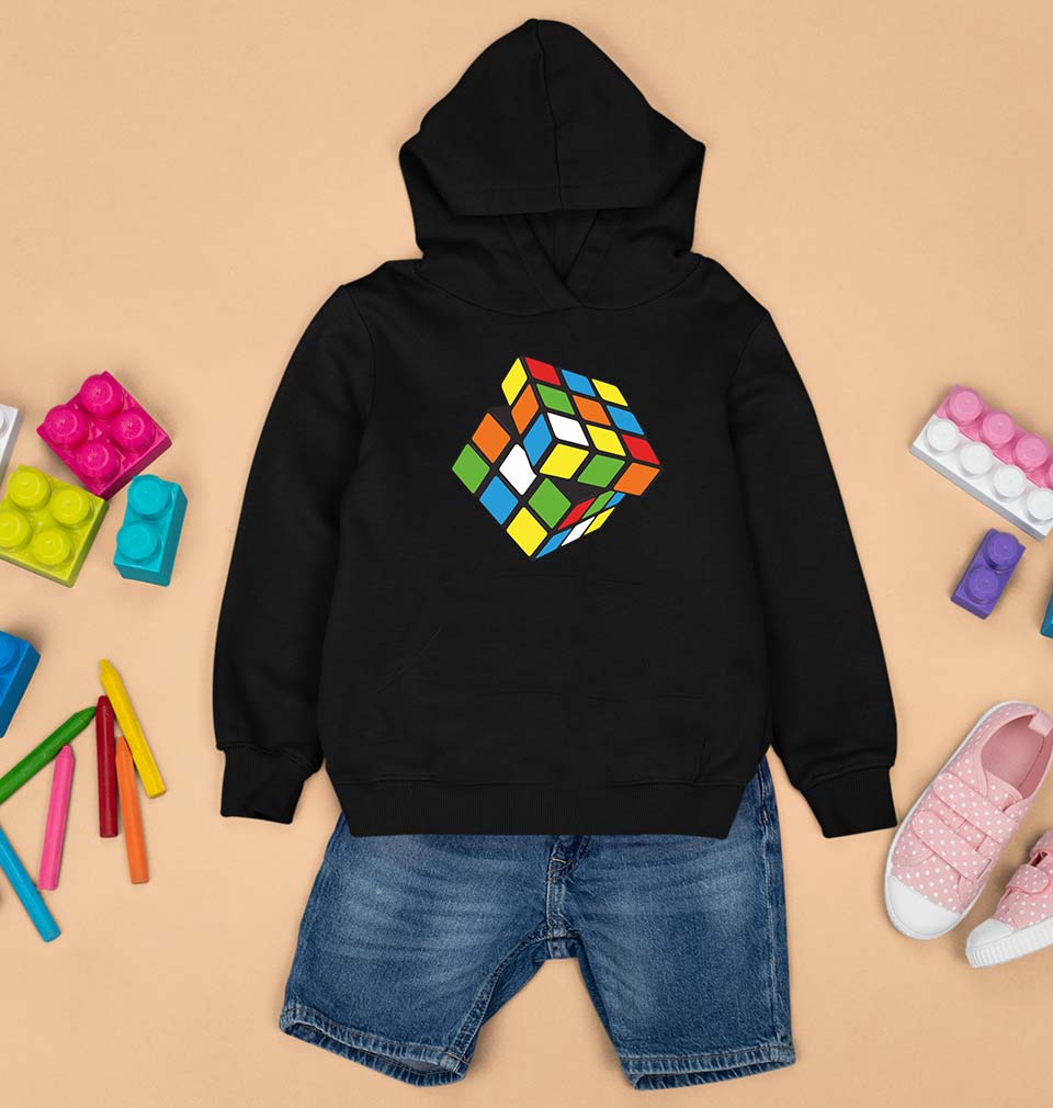Rubik's Cube Kids Hoodie for Boy/Girl-0-1 Year(22 Inches)-Black-Ektarfa.online