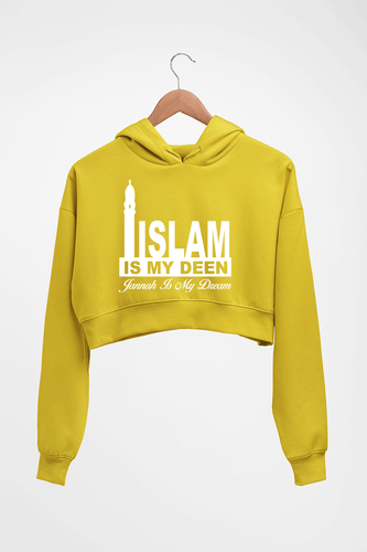 Islam Crop HOODIE FOR WOMEN-Mustard Yellow-Ektarfa.online