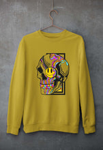 Load image into Gallery viewer, Trippy Psychedelic Skull Emoji Unisex Sweatshirt for Men/Women-Mustard Yellow-Ektarfa.online
