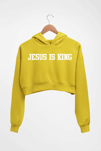 Load image into Gallery viewer, Jesus is King Crop HOODIE FOR WOMEN-Mustard Yellow-Ektarfa.online
