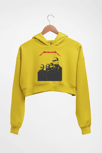 Metallica Crop HOODIE FOR WOMEN-Mustard Yellow-Ektarfa.online