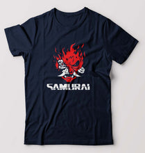 Load image into Gallery viewer, Cyberpunk Samurai T-Shirt for Men-S(38 Inches)-Navy Blue-Ektarfa.online
