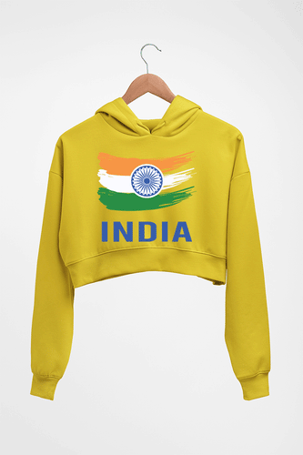 India Crop HOODIE FOR WOMEN-Mustard Yellow-Ektarfa.online