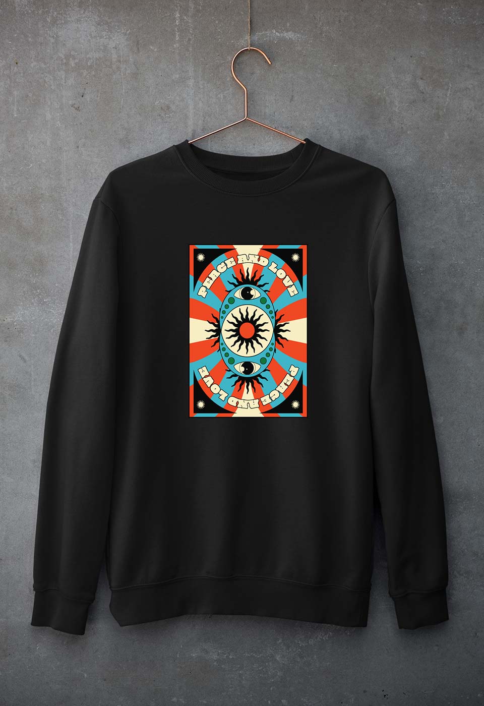 Psychedelic Peace and Love Unisex Sweatshirt for Men/Women-Black-Ektarfa.online