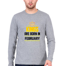 Load image into Gallery viewer, Kings Are Born In February Full Sleeves T-Shirt for Men-Grey Melange-Ektarfa.online
