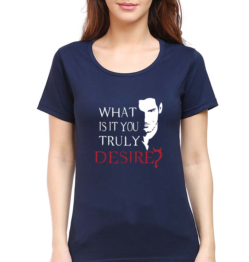 Lucifer T-Shirt for Women-Navy Blue-Ektarfa.online