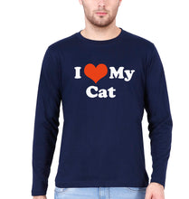 Load image into Gallery viewer, I Love My Cat Full Sleeves T-Shirt for Men-Navy Blue-Ektarfa.online
