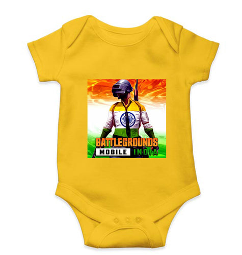 Battlegrounds Mobile India (BGMI) Kids Romper For Baby Boy/Girl-0-5 Months(18 Inches)-Yellow-Ektarfa.online