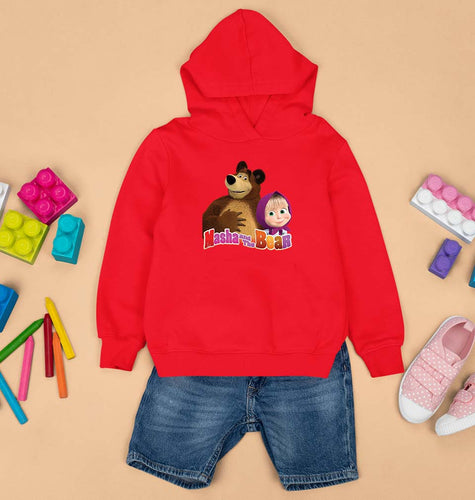 Masha and the Bear Kids Hoodie for Boy/Girl-0-1 Year(22 Inches)-Red-Ektarfa.online