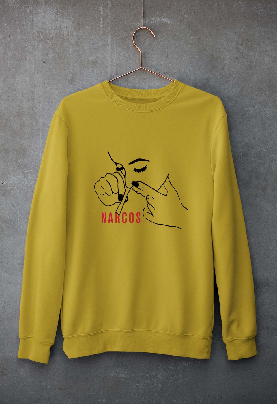Narcos Drugs Unisex Sweatshirt for Men/Women-S(40 Inches)-Mustard Yellow-Ektarfa.online